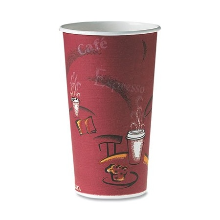 Dart Polycoated Hot Paper Cups, 20 Oz, Bistro Design, 600PK 420SI
